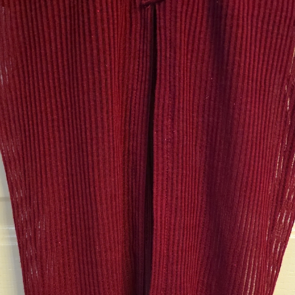 Express Burgundy Ribbed Button-Front Midi Dress - Picture 3 of 4